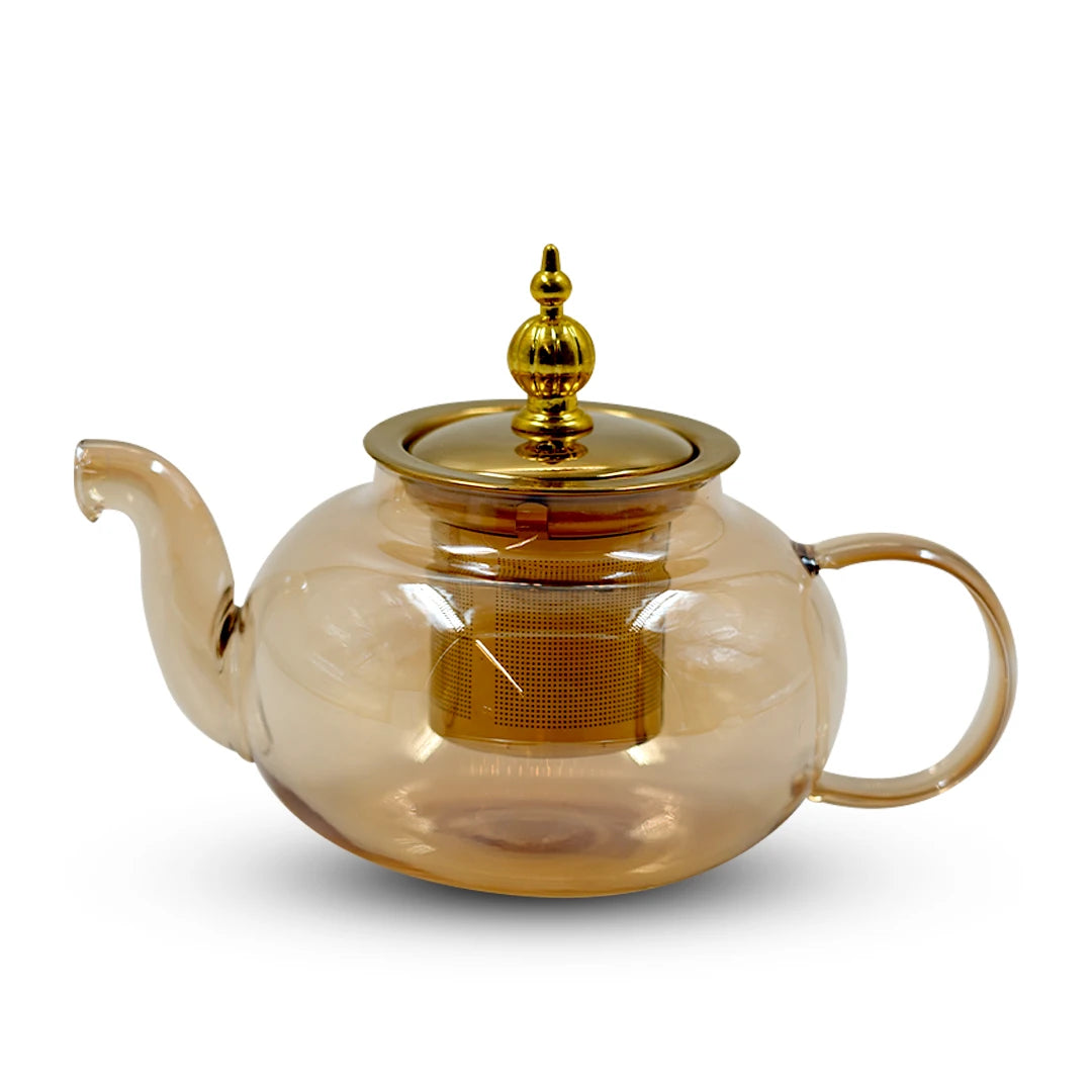 GOLDEN AMBER GLASS TEAPOT