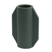 MATTE DARK GREEN DECORATIVE VASE | GEOMETRIC MODERN VASE
