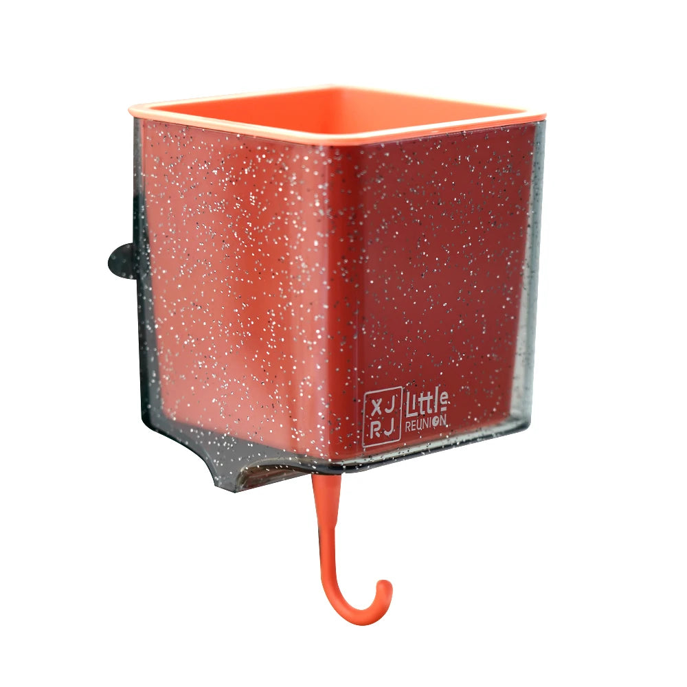 Bathroom Wall-Mounted Storage Box with Hook – Toothbrush & Essentials Holder - Orange