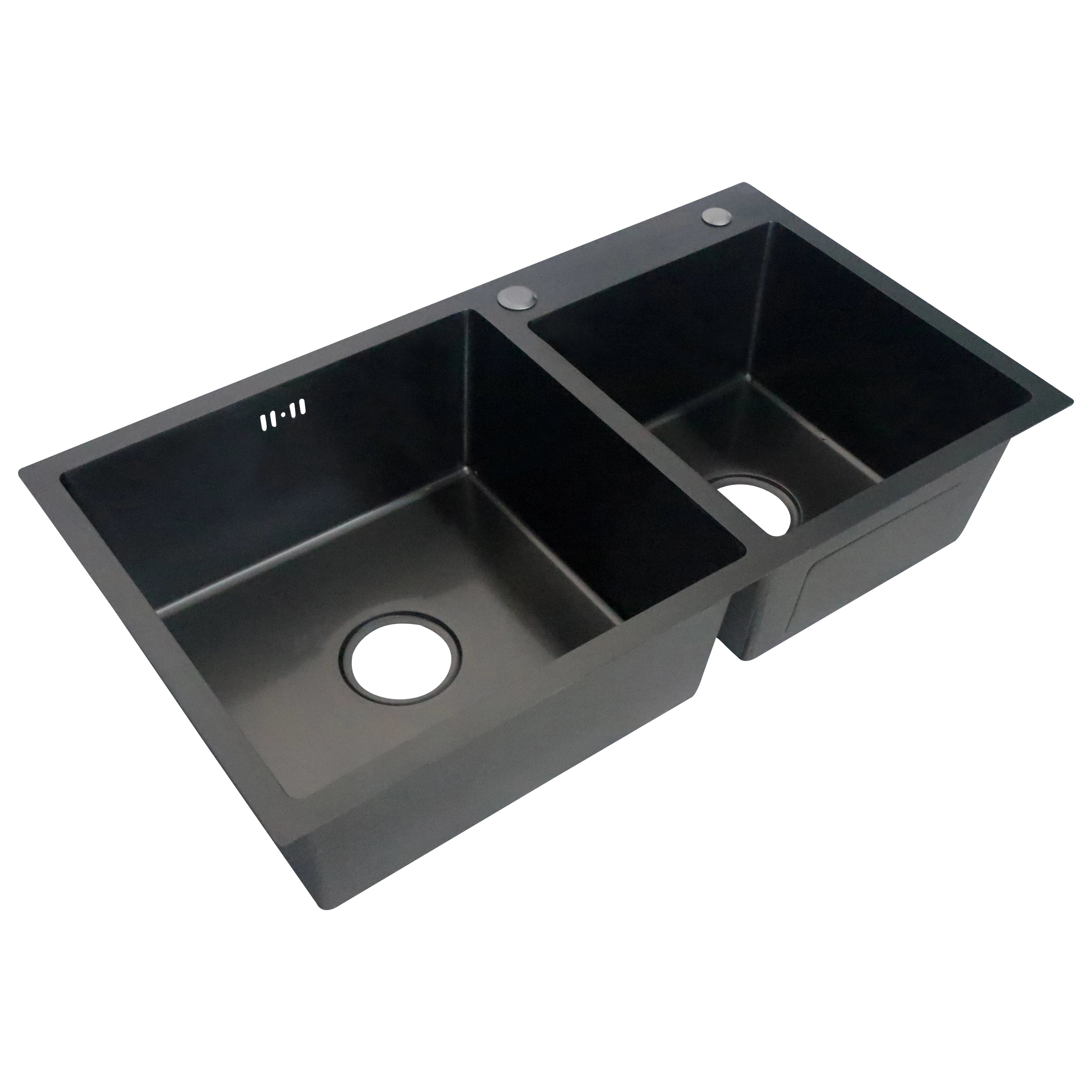 STAINLESS STEEL BLACK FINISH DOUBLE BOWL SINK