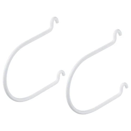 WHITE METAL C TYPE HOOKS FOR PEGBOARD 2PCS SET