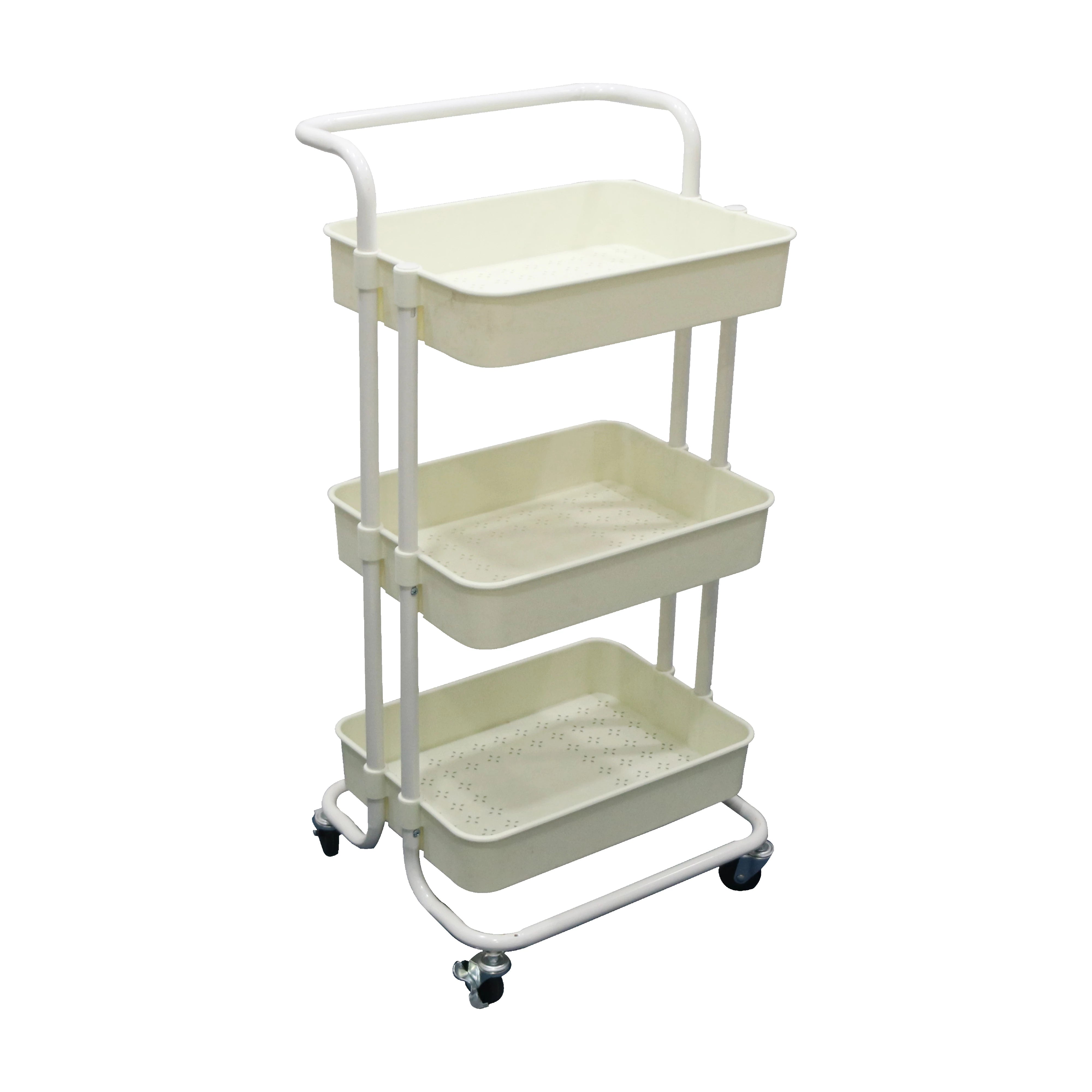 THREE-TIER UTILITY CART WITH HANDLE (ABS)-WHITE