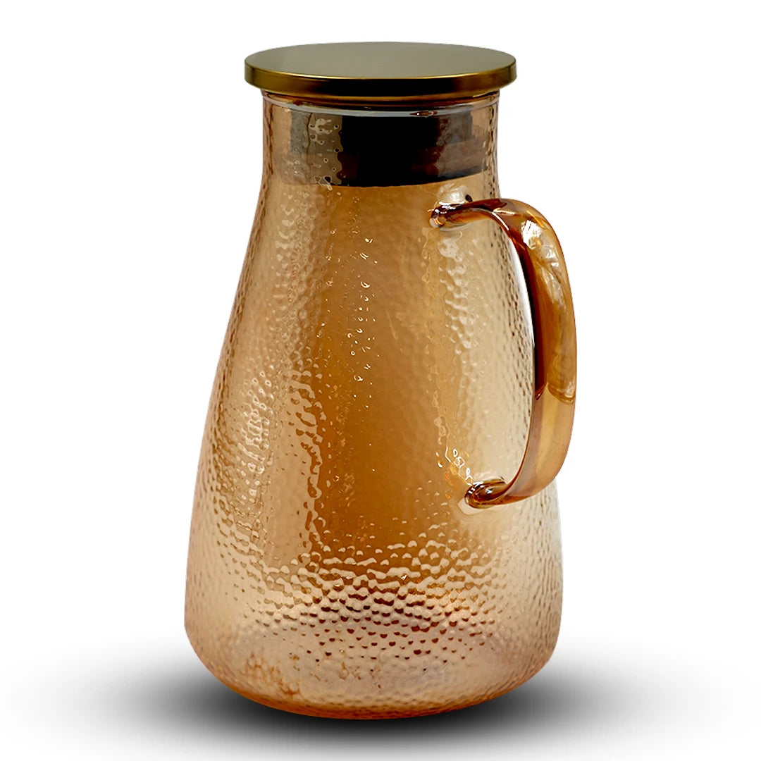 AMBER GLOW TEXTURED GLASS JAR