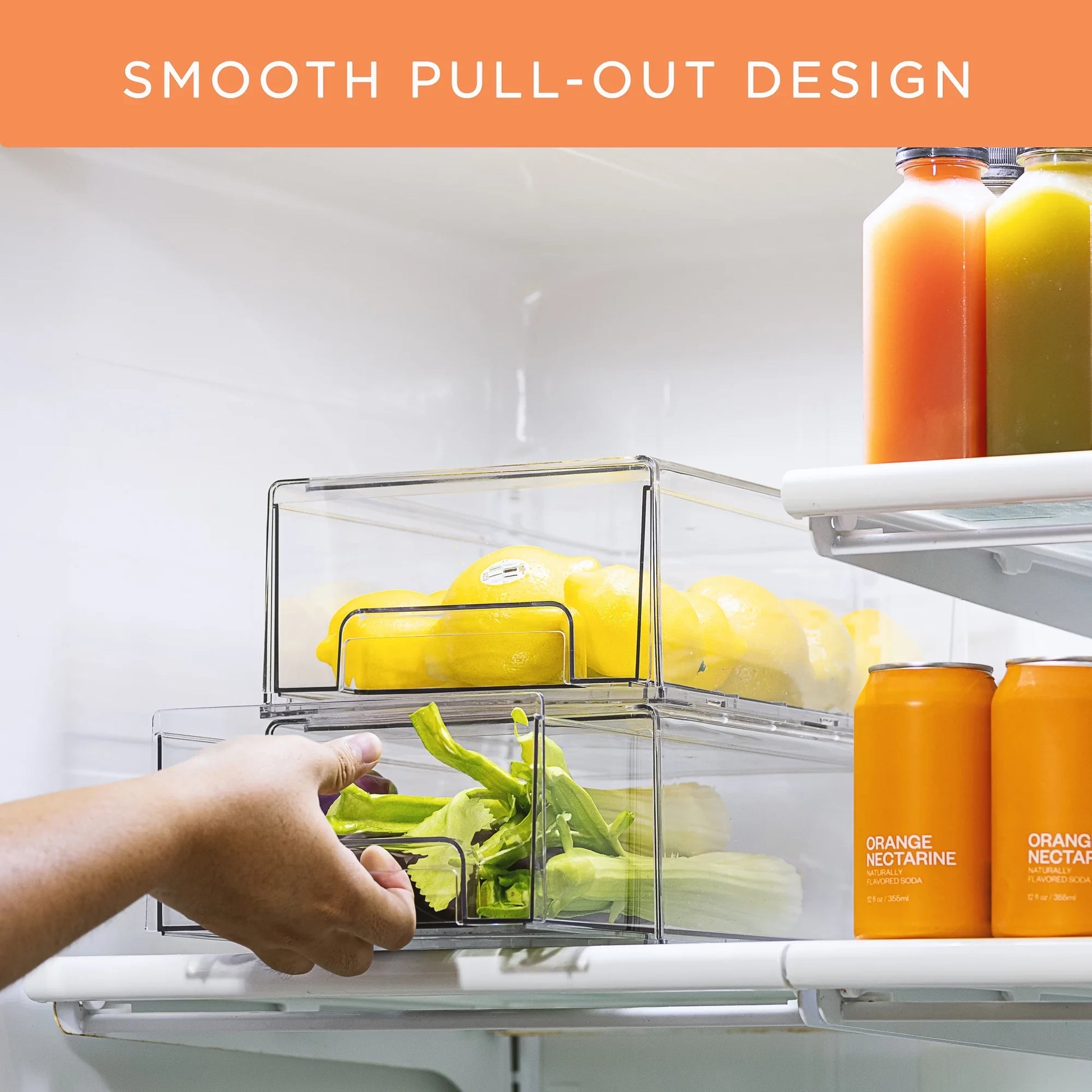 MULTIPURPOSE FRIDGE TRANSPARENT STORAGE ORGANIZER WITH DOUBLE DRAWER