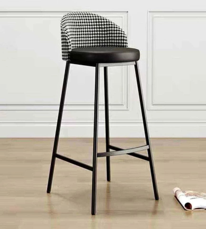 HOUNDSTOOTH FAUX LEATHER DESIGNER BAR STOOL