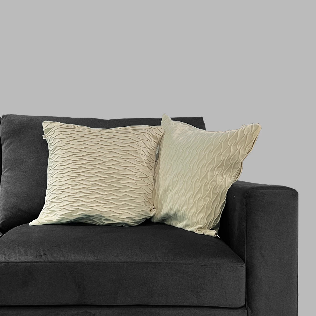 WAVESTITCH VELVET NOIR BEIGE SOFA PILLOW COVER