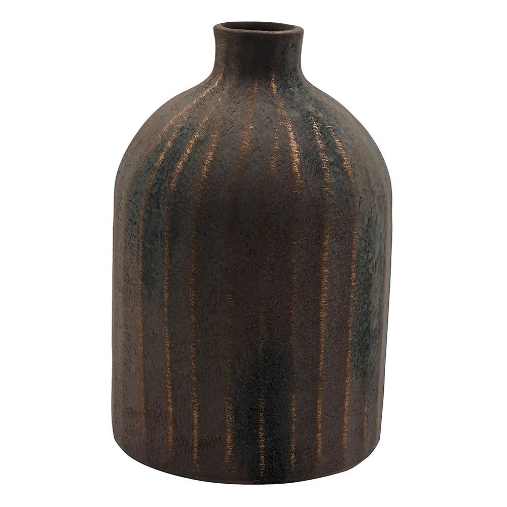 MODERN BROWN CERAMIC VASE / TEXTURED MATTE FINISH DECORATIVE VASE