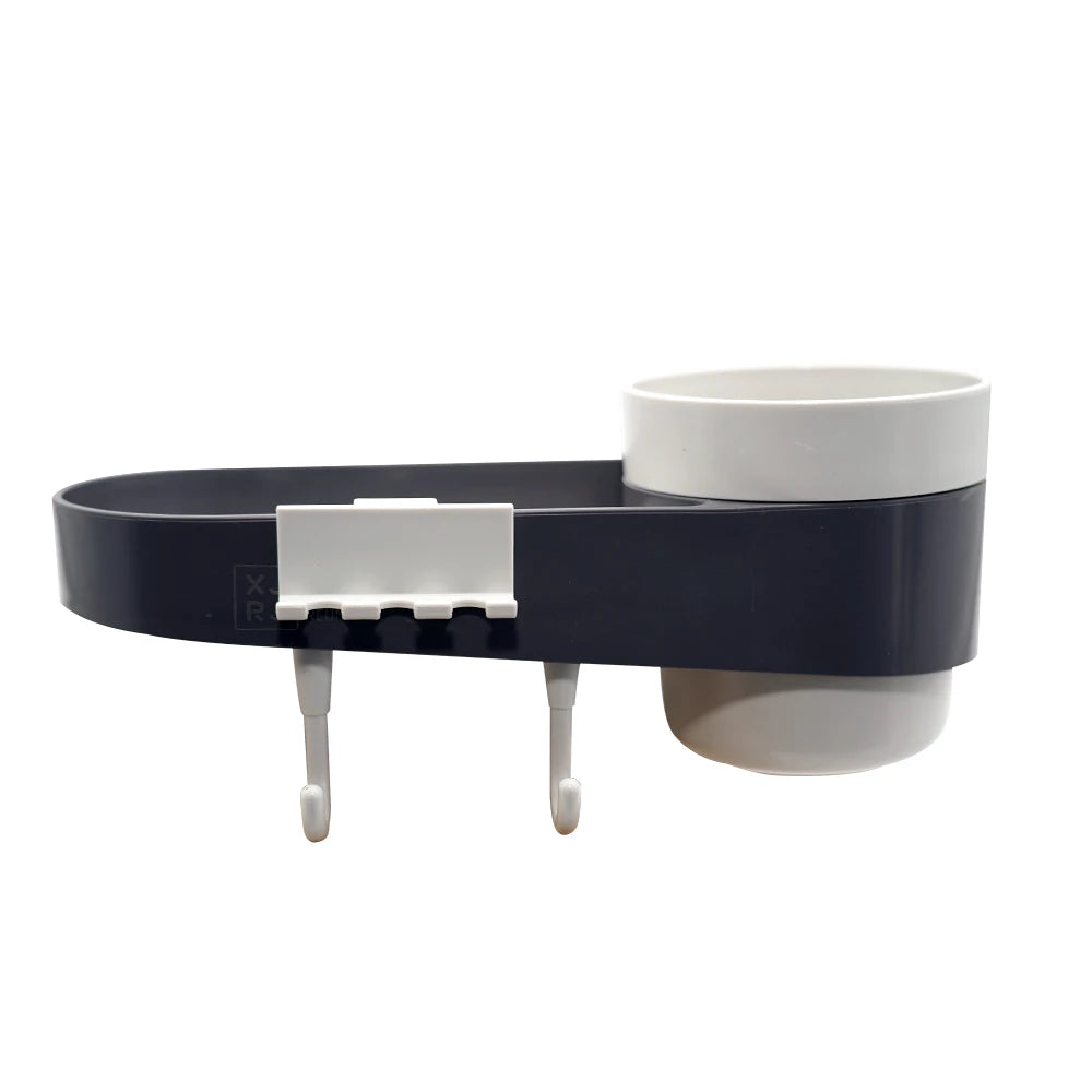 Bathroom Wall Rack with Cup Holder and Hooks – Essentials Storage Organizer
