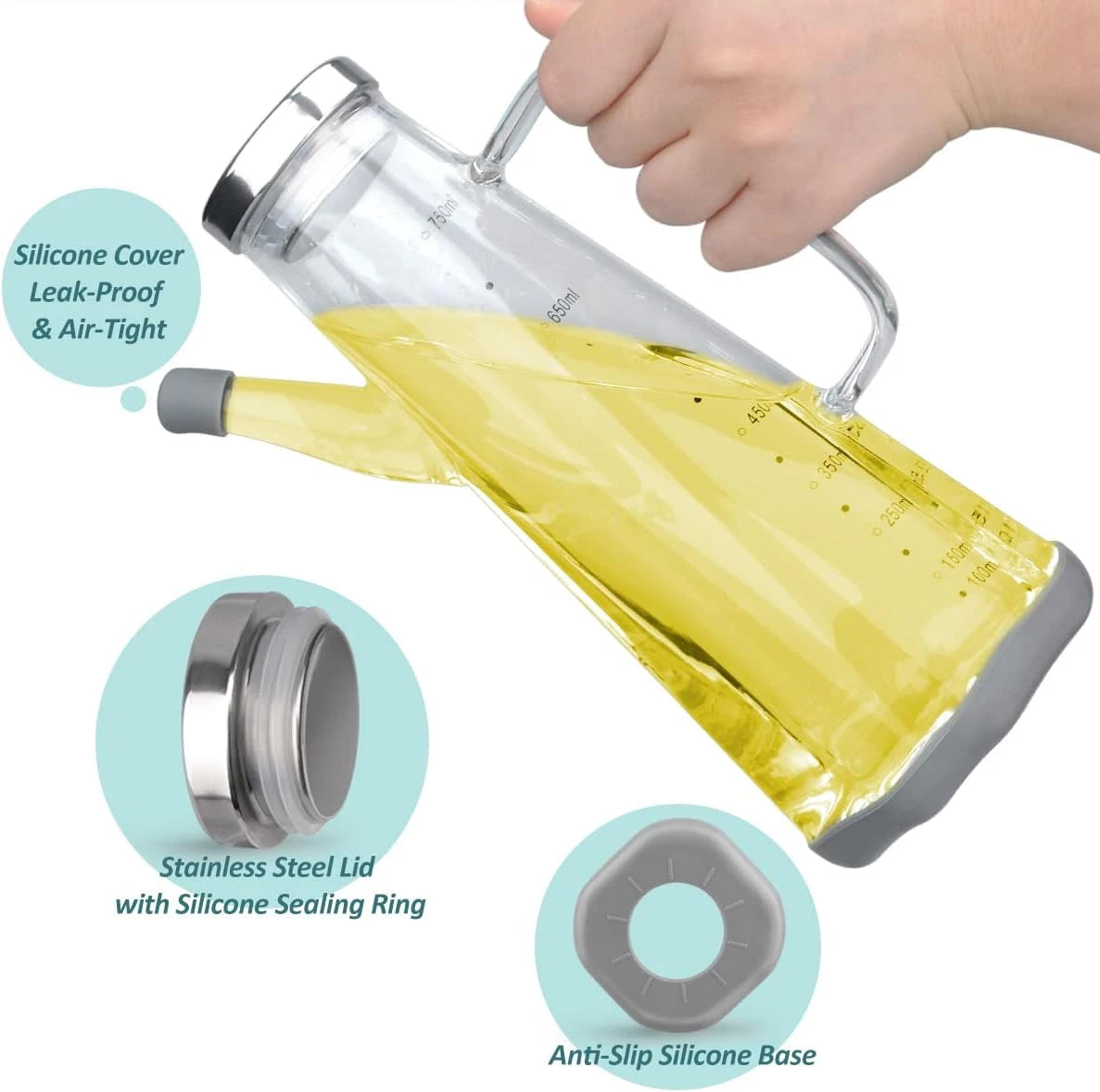 CRYSTAL CLEAR HEAT-RESISTANT BOROSILICATE GLASS KETTLE JUG