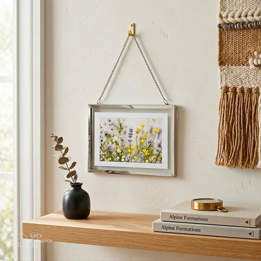 Silver Hanging Photo Frame with Chain
