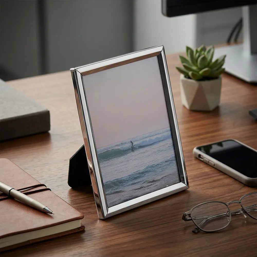 Silver Tabletop Photo Frame with Stand