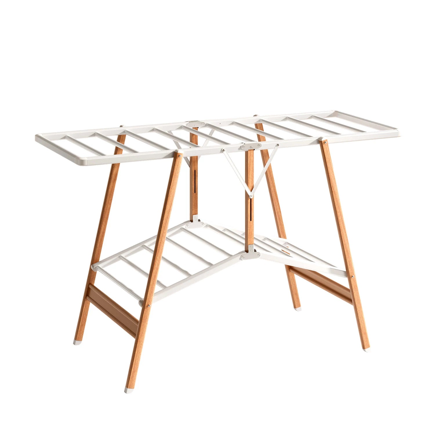 ALUMINIUM WOOD FINISH CLOTH DRYING RACK