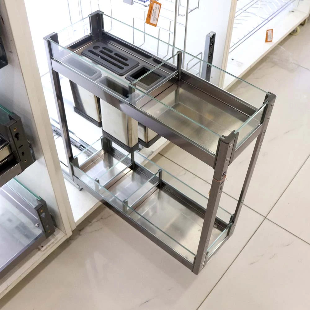 STAINLESS STEEL BOTTLE RACK PULL-OUT BASKET