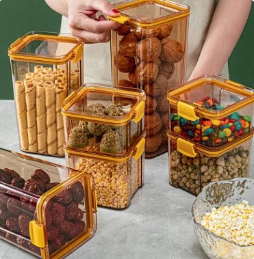 PLASTIC DOUBLE-CLIP AIRTIGHT FOOD STORAGE CANISTERS