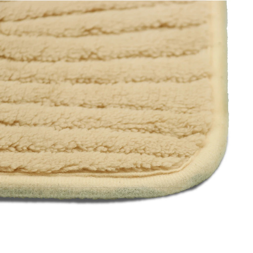 Beige Wave Soft Bathroom Floor Mat / Sand Dune Anti-Slip Floor Carpet