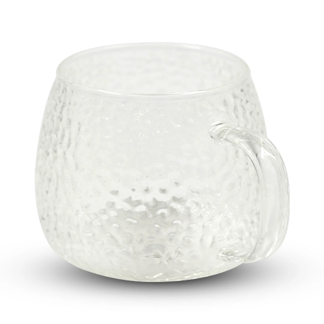 CRYSTAL PEBBLE GLASS MUG / PURE GRIP HAMMERED GLASS CUP