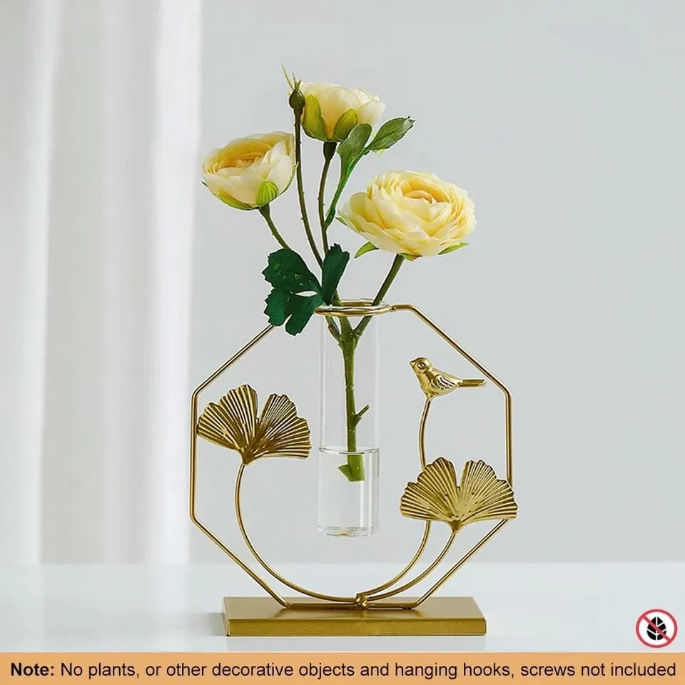 GOLD ASPIRE METAL HEXAGON CENTERPIECE VASE