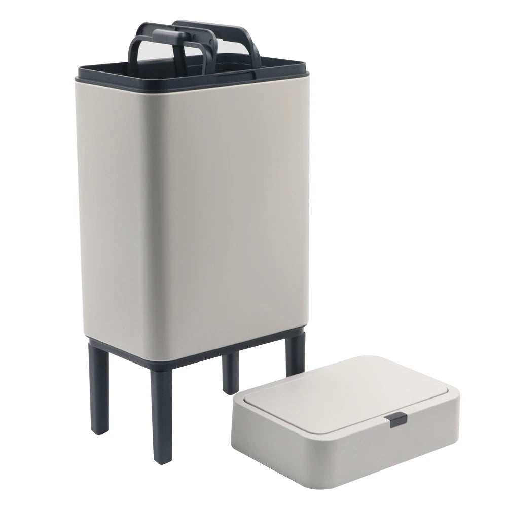 Smart Touchless Square Waste Bin / Stylish Motion Sensor White Trash Bin with Stand