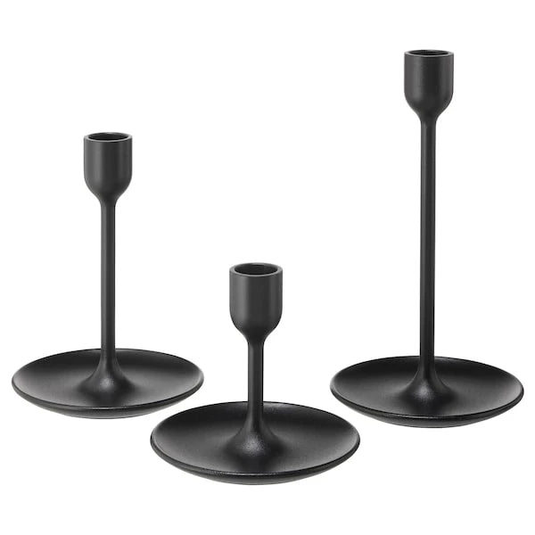 MODERN BLACK CANDLE HOLDER SET