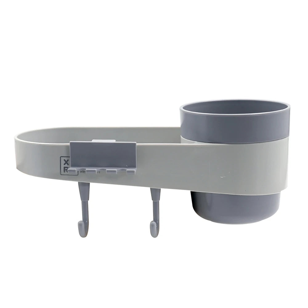 Wall-Mounted Bathroom Accessories Storage Rack with Cup & Hooks