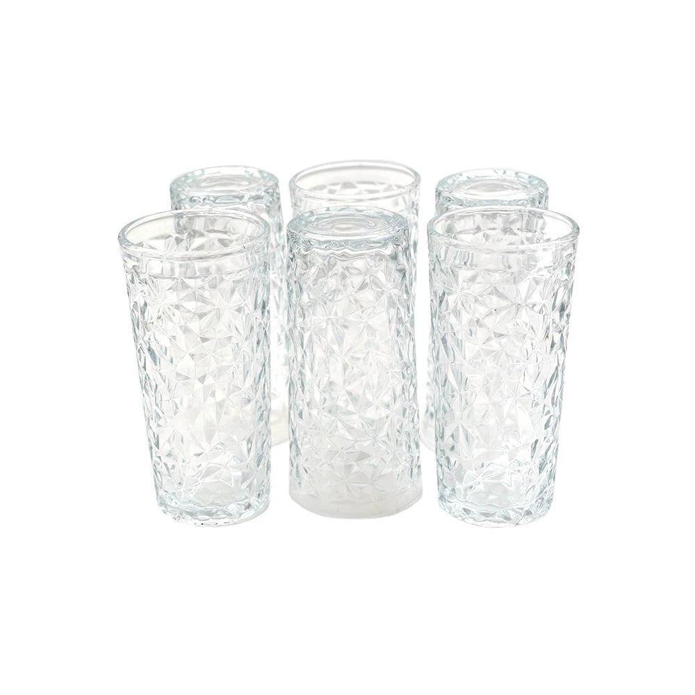 Diamond Design Clear Glass Set – 6 Piece Beverage Tumblers