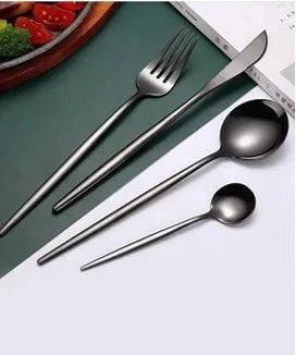 ELEGANT MATTE BLACK DINING CUTLERY SET