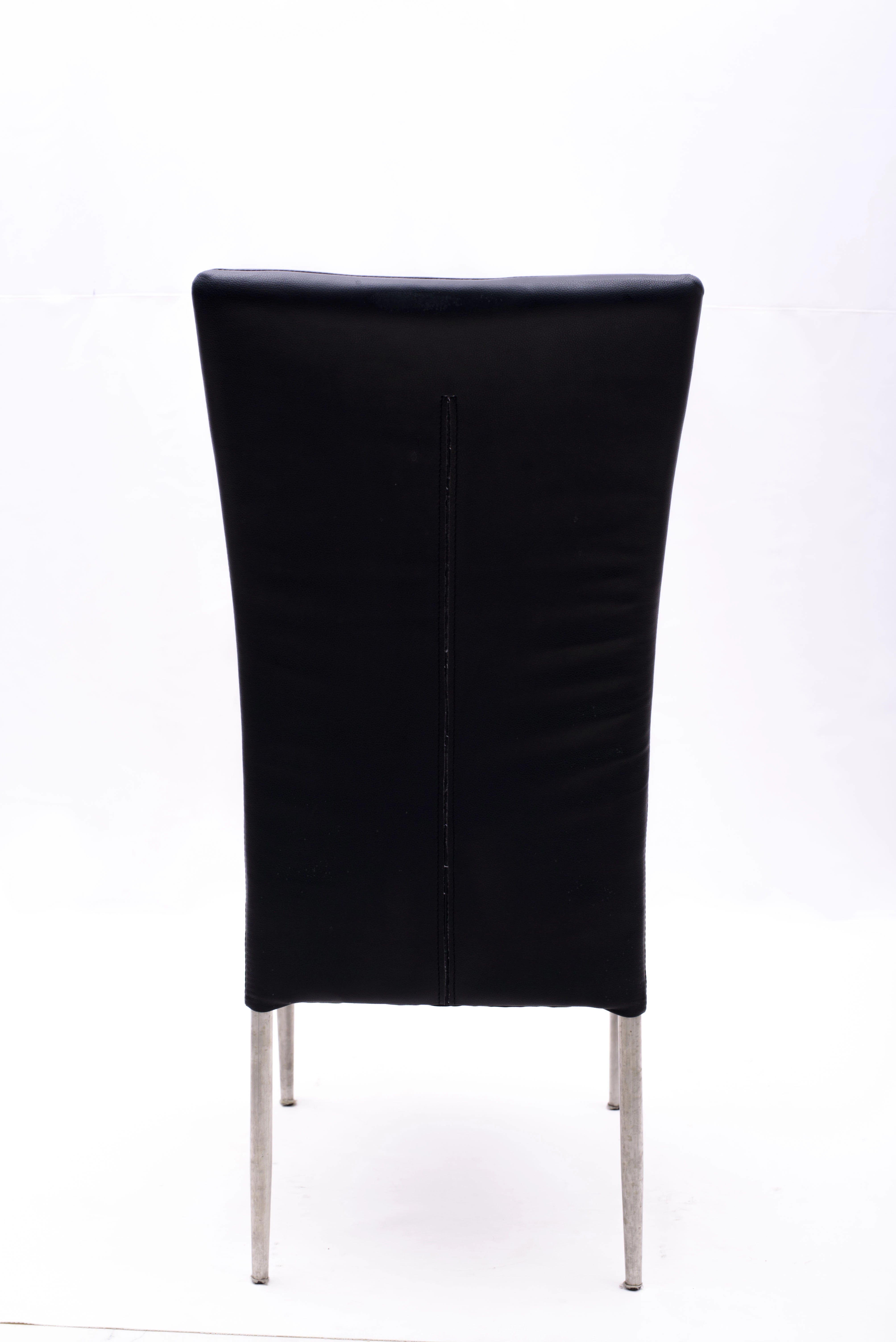 MODERN DINING CHAIR WITH BLACK VINYL UPHOLSTERY