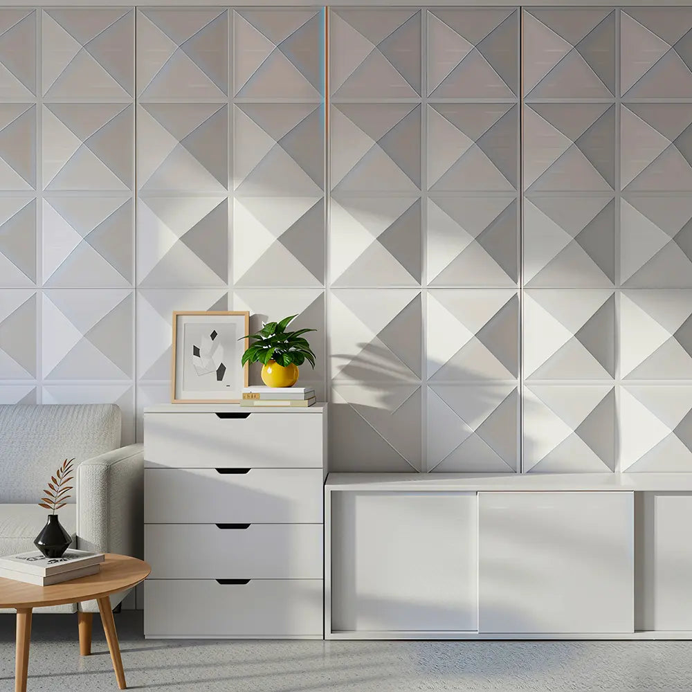 White Geometric PVC 3D Wall Panel
