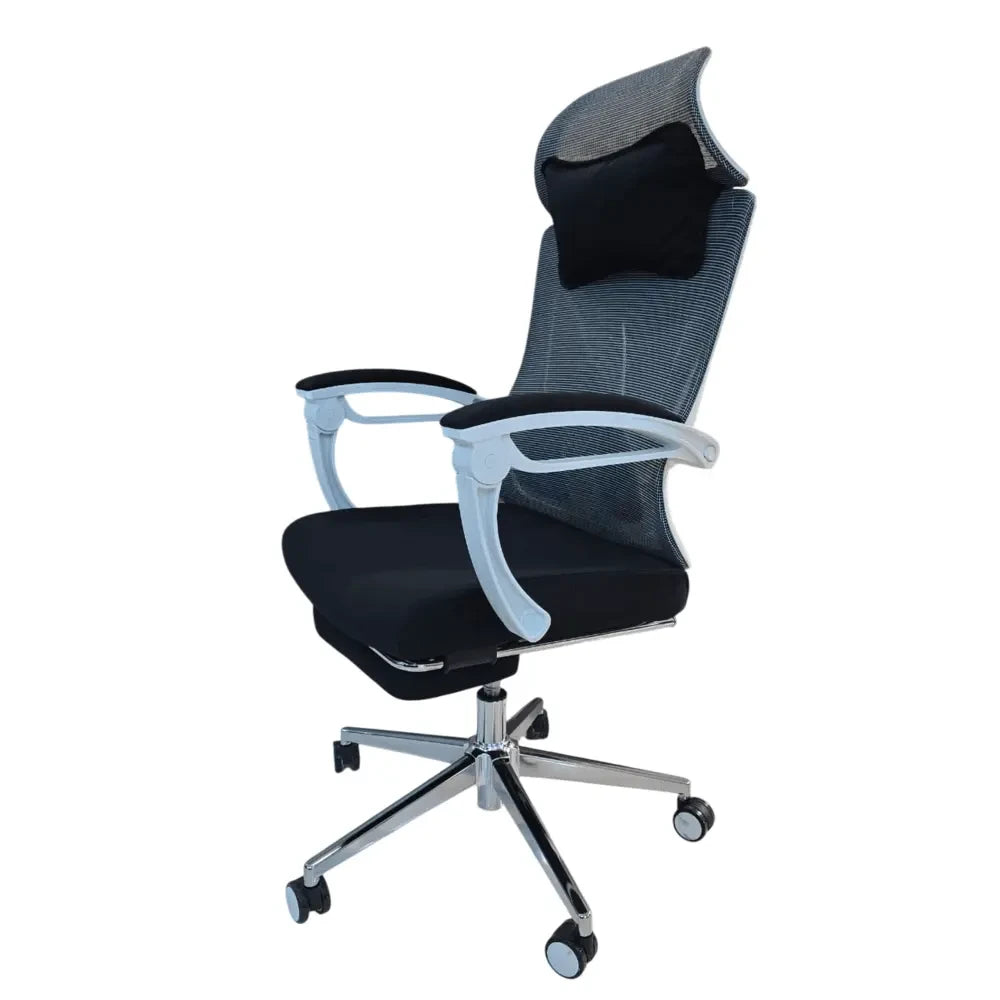 HIGH-BACK OFFICE CHAIR WITH ADJUSTABLE LUMBAR AND EXTENDABLE FOOTREST