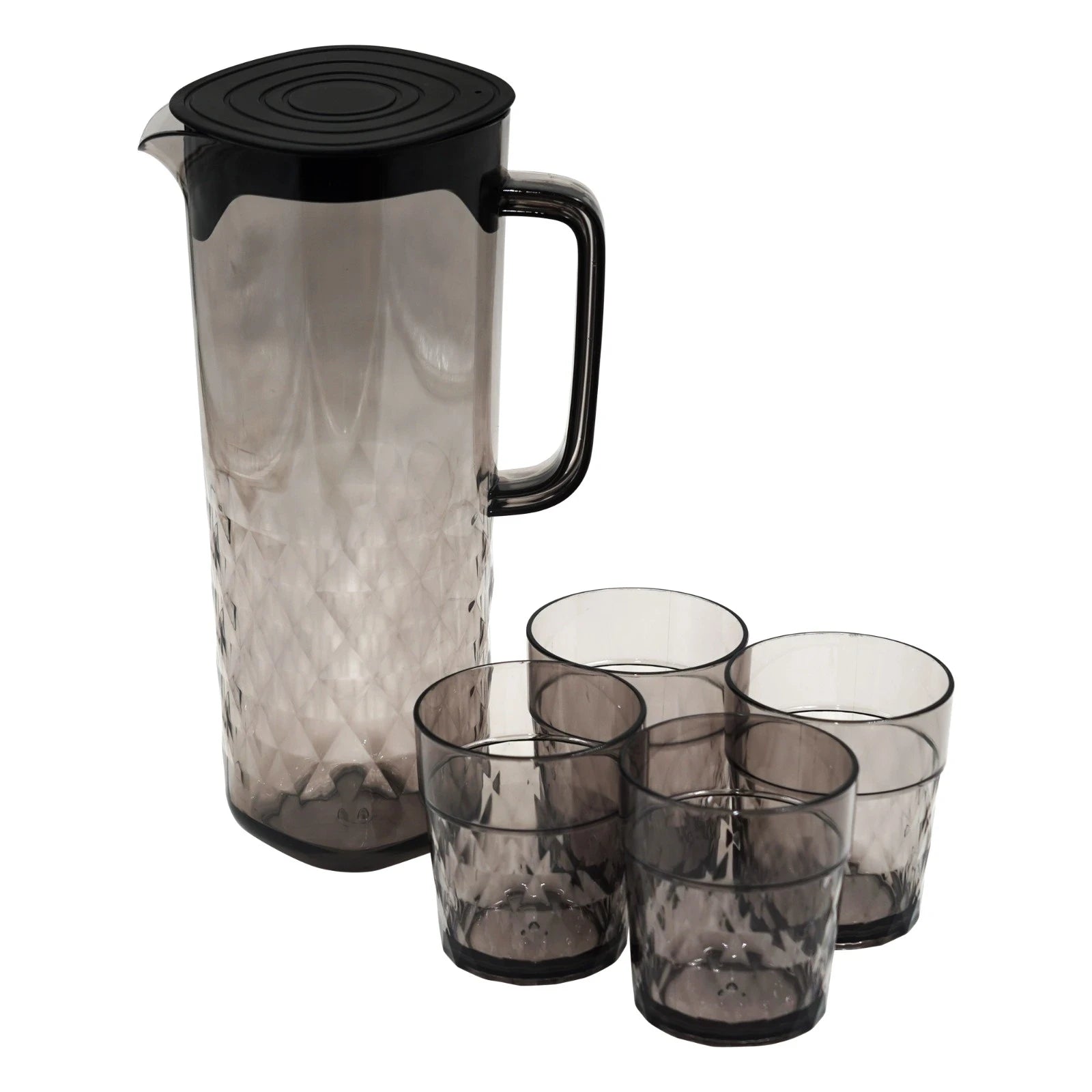 DIAMOND CUT WATER JUG WITH TUMBLER DRINKWARE SET – 4 PCS / HOME ESSENTIALS WATER JUG & GLASS COMBO