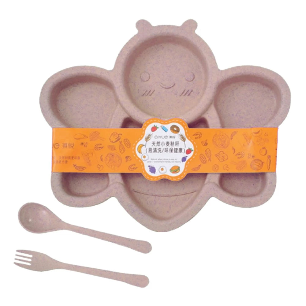 BEE BABY FOOD FEEDING TRAY WITH SPOON AND FORK