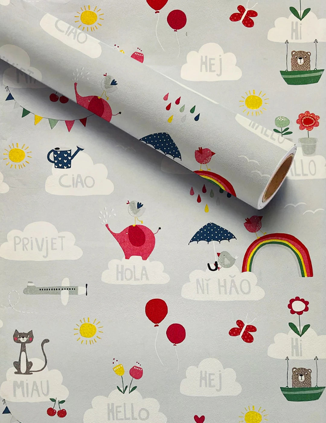 COLORFUL HELLO-THEMED WALLPAPER – FUN DECOR FOR PLAYROOM & NURSERY