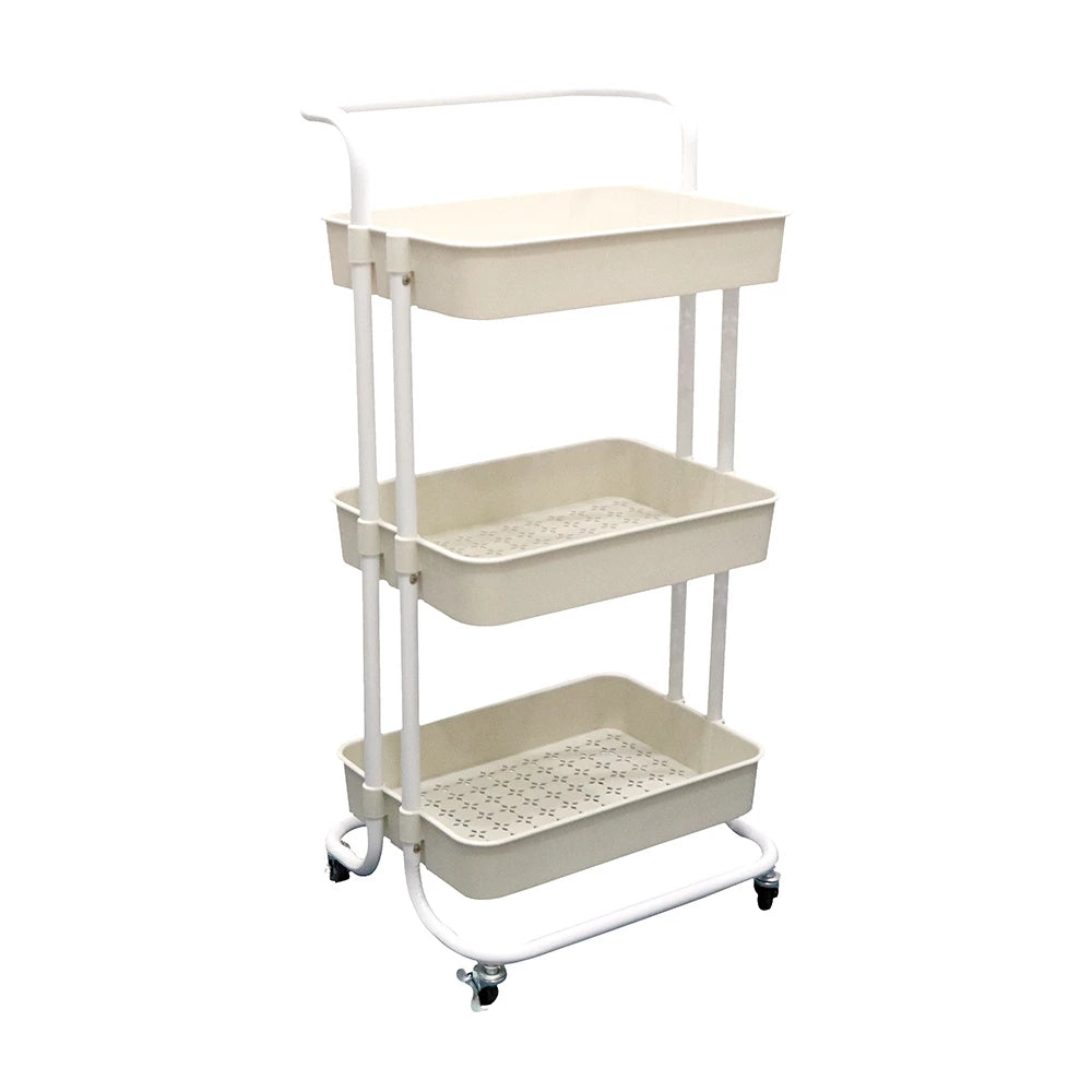 THREE LAYER TROLLEY WITH HANDLE (PP) - WHITE