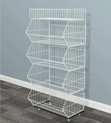 WHITE MULTI-PURPOSE WIRE STORAGE & DISPLAY RACK