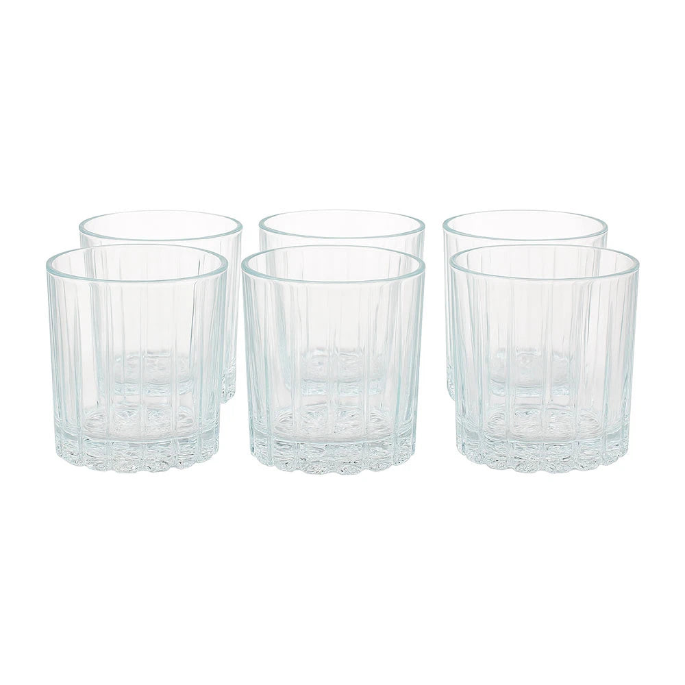 6 Pcs Stylish Ribbed Base Glass Set