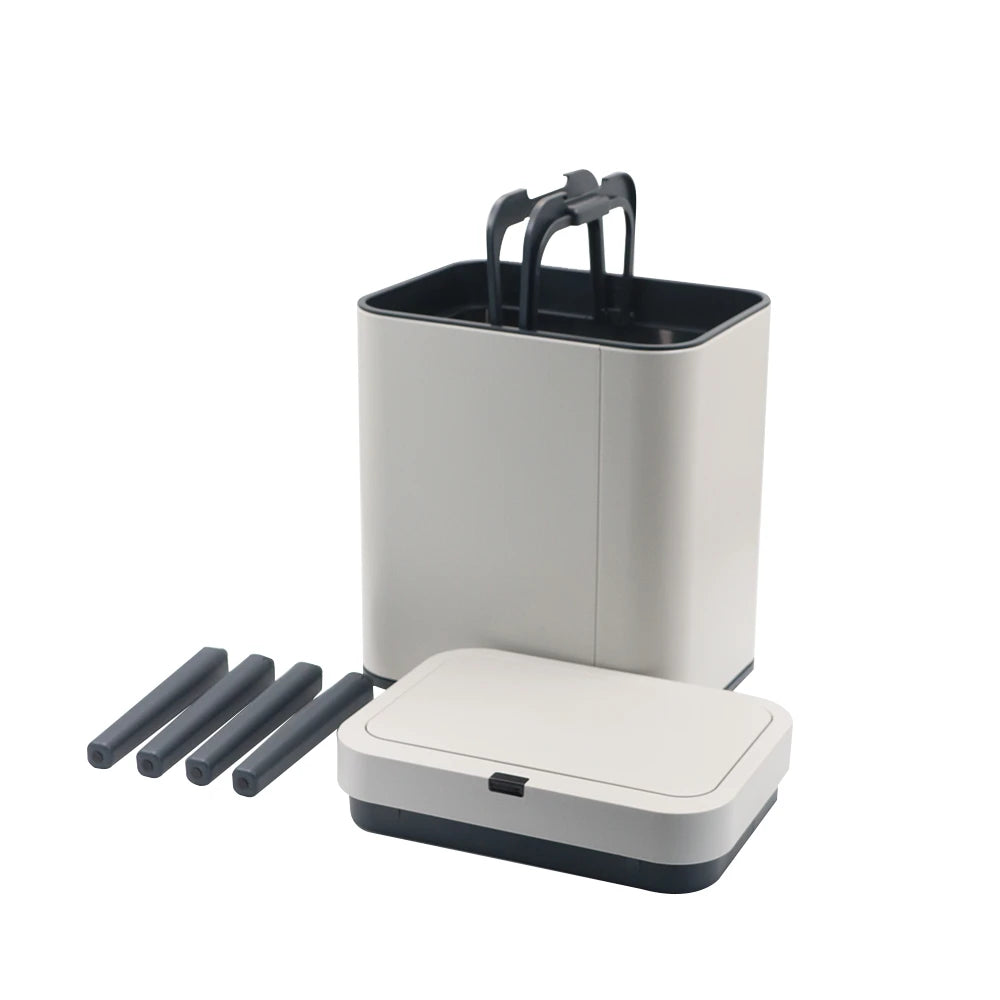 Smart Touchless Square Waste Bin / Stylish Motion Sensor White Trash Bin with Stand-12L