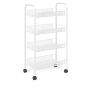 4-Tier Metal Mesh Storage Trolley / Multi-Purpose 4-Layer Metal Salon Trolley with Handle