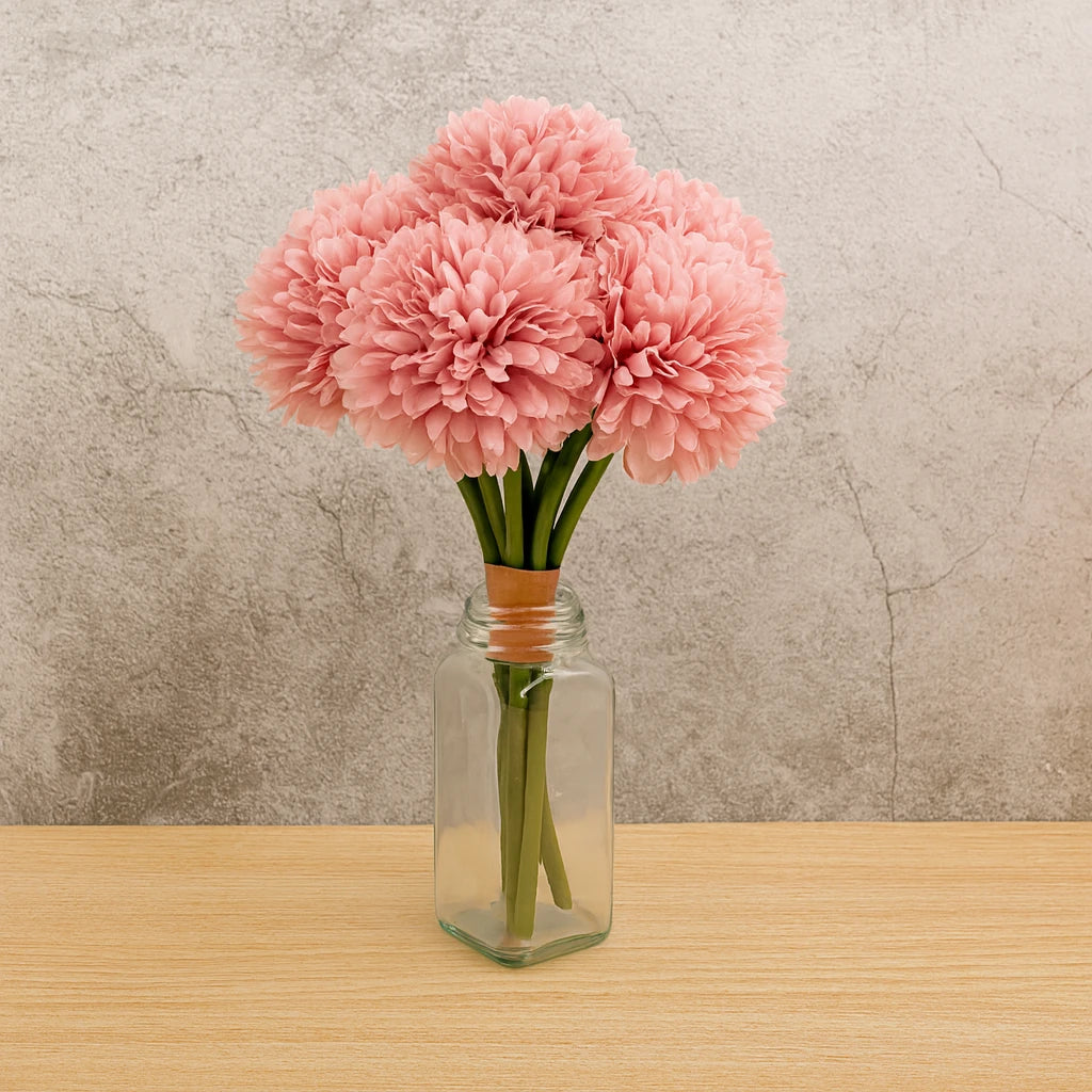 Artificial Pom Pom Flower Bouquet – Wedding & Event Décor - Light Pink