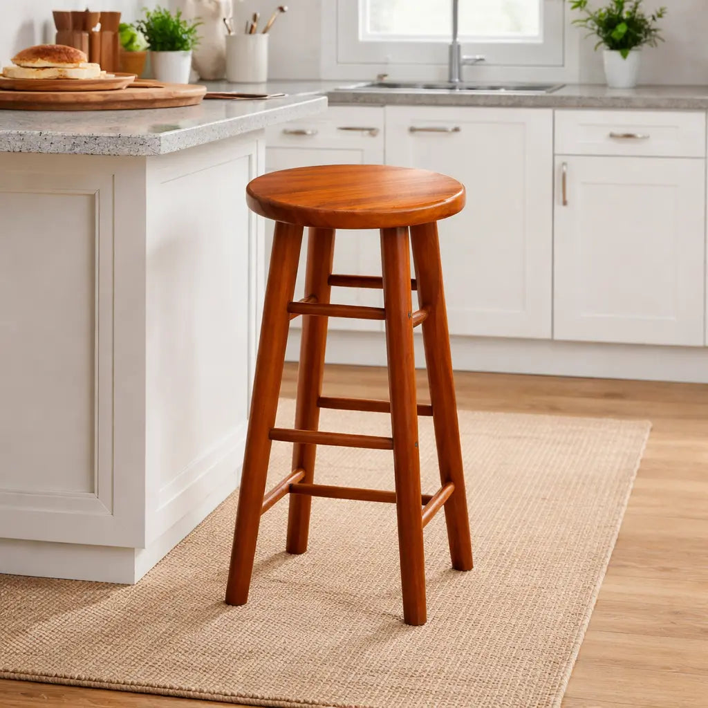 Modern Wooden Bar Stool - Mahogany