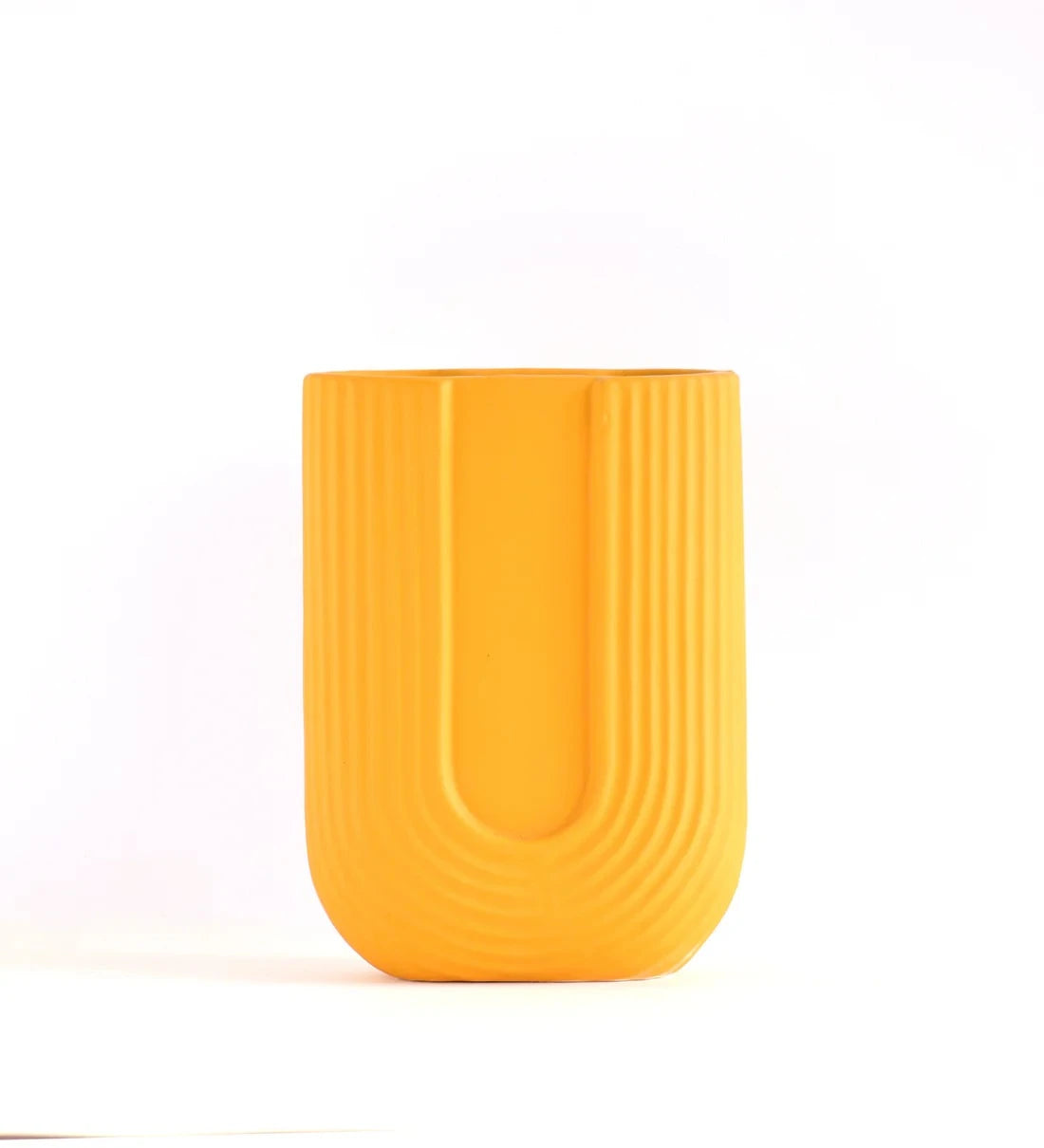 LINEAR CERAMIC U-SHAPE FLOWER VASE-YELLOW