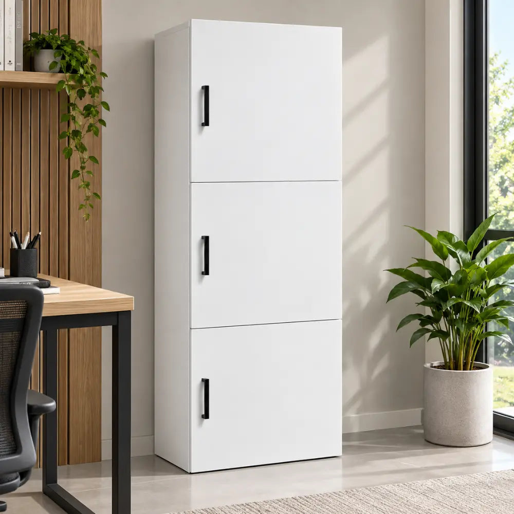 Blox 3 Door White Storage Cupboard