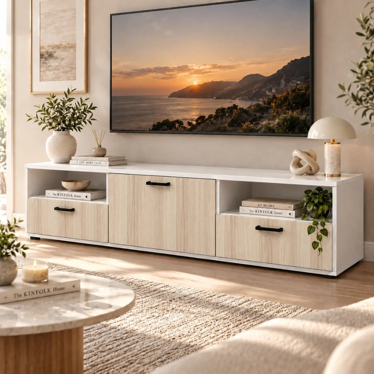 Blox Modern Ash Wood TV Station with Storage