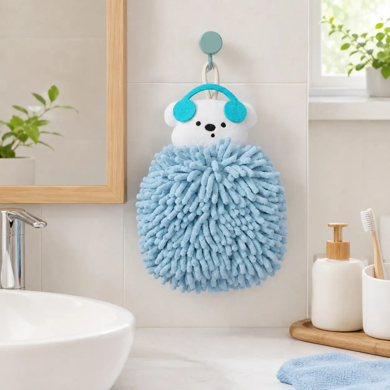 Blue Bear Hanging Hand Towel