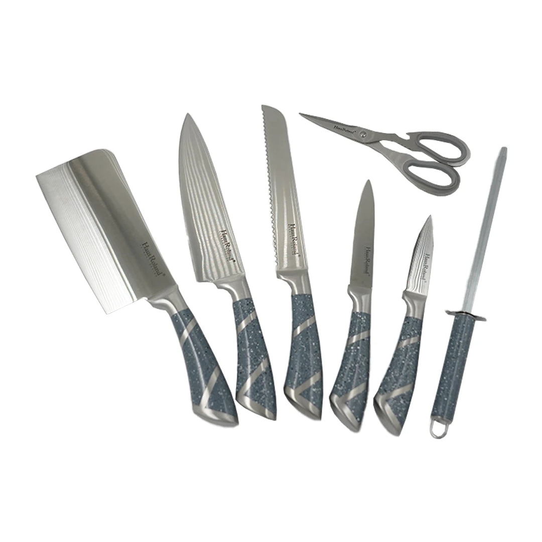 HAUS ROLAND PREMIUM KITCHEN KNIFE BLOCK SET - GREY