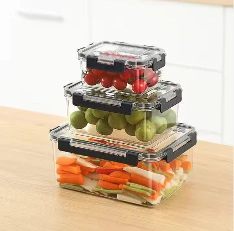 AIRTIGHT CLEAR FOOD STORAGE CONTAINER - 3PCS SET