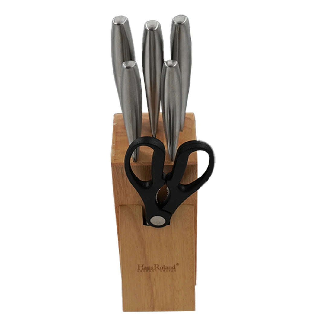 HAUS ROLAND PREMIUM STAINLESS-STEEL KNIFE BLOCK SET