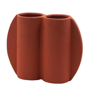 MODERN TERRACOTTA DUAL TUBE CERAMIC VASE | TWIN TUBE MODERN CERAMIC VASE
