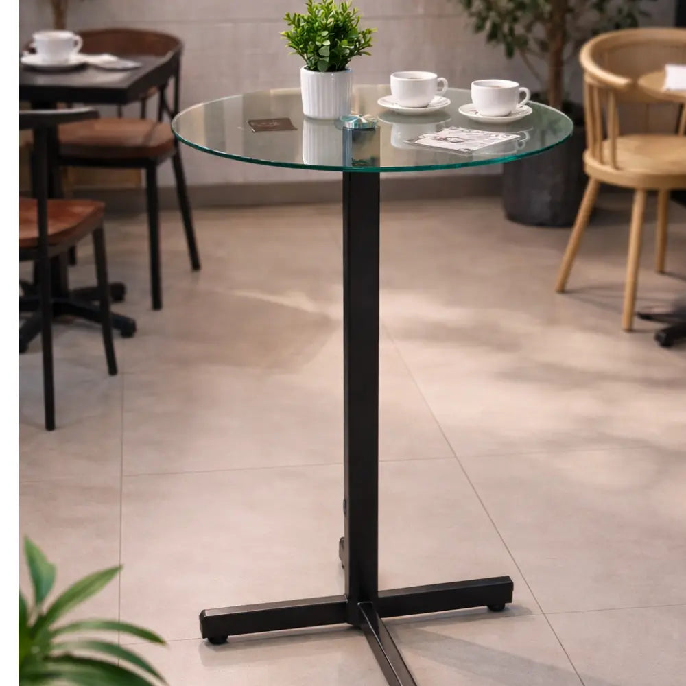 Modern Round Glass Cafe Table