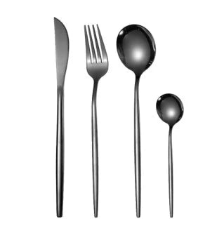 ELEGANT MATTE BLACK DINING CUTLERY SET