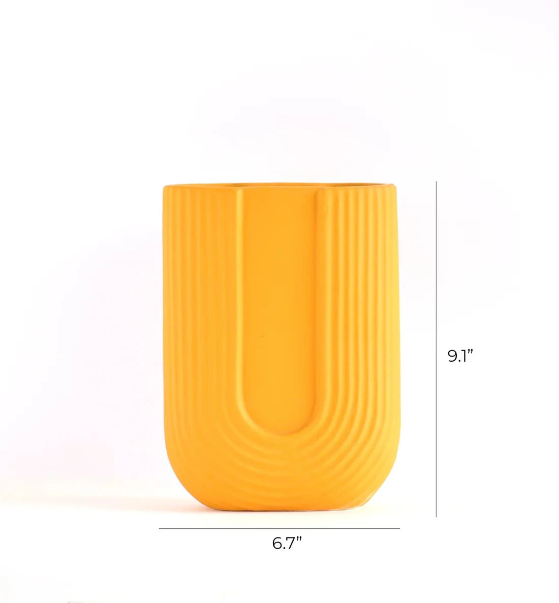 LINEAR CERAMIC U-SHAPE FLOWER VASE-YELLOW